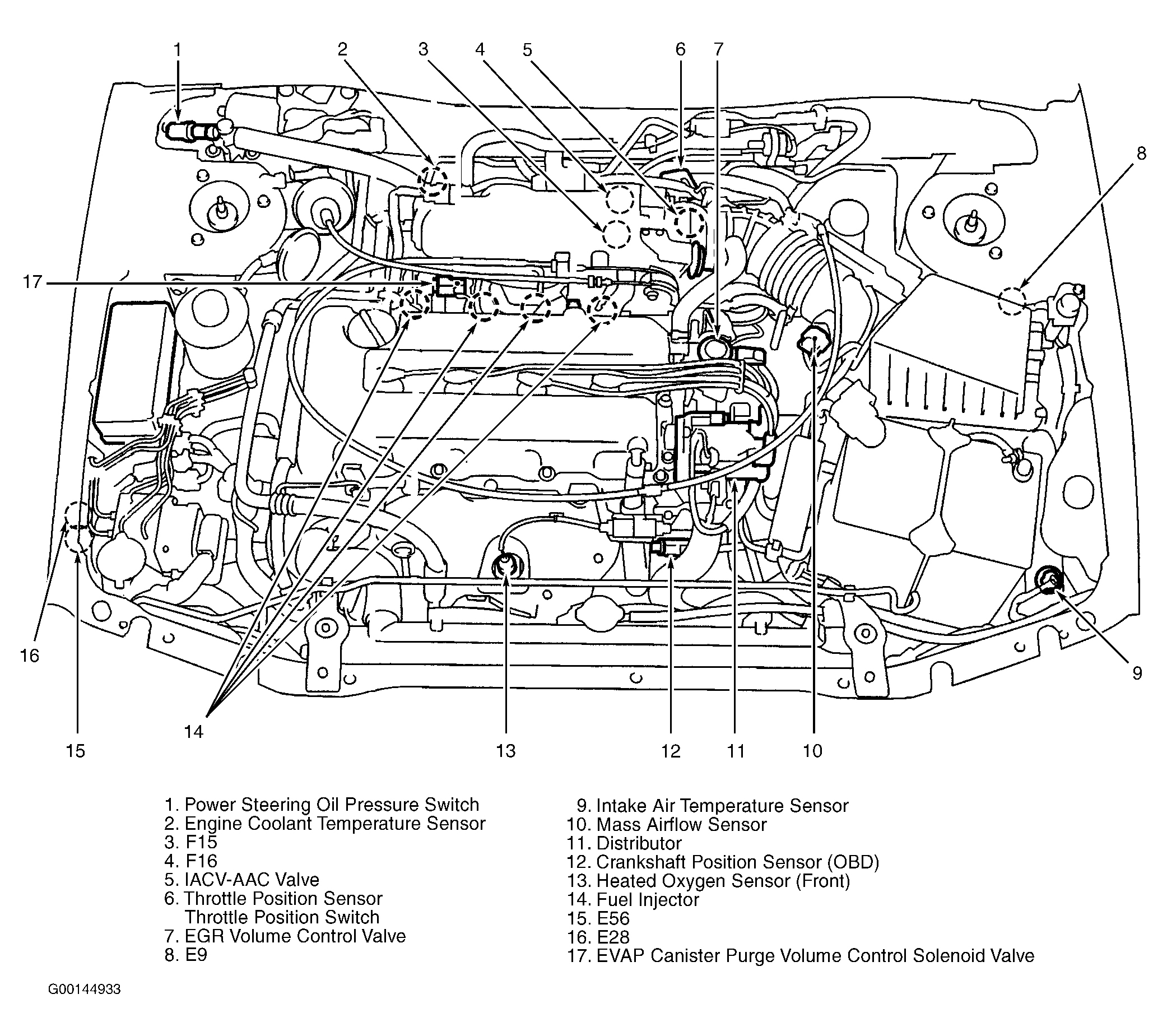 Infiniti G20 2001 - Component Locations -  Engine Compartment