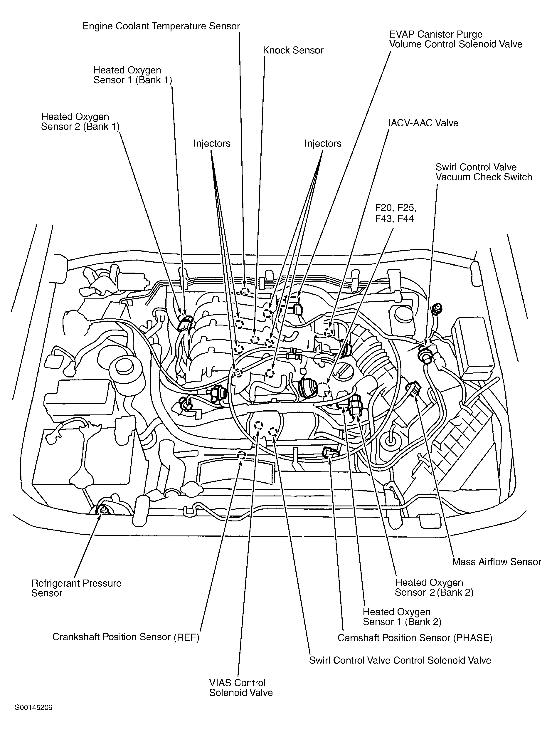 Infiniti QX4 2002 - Component Locations -  Engine Compartment