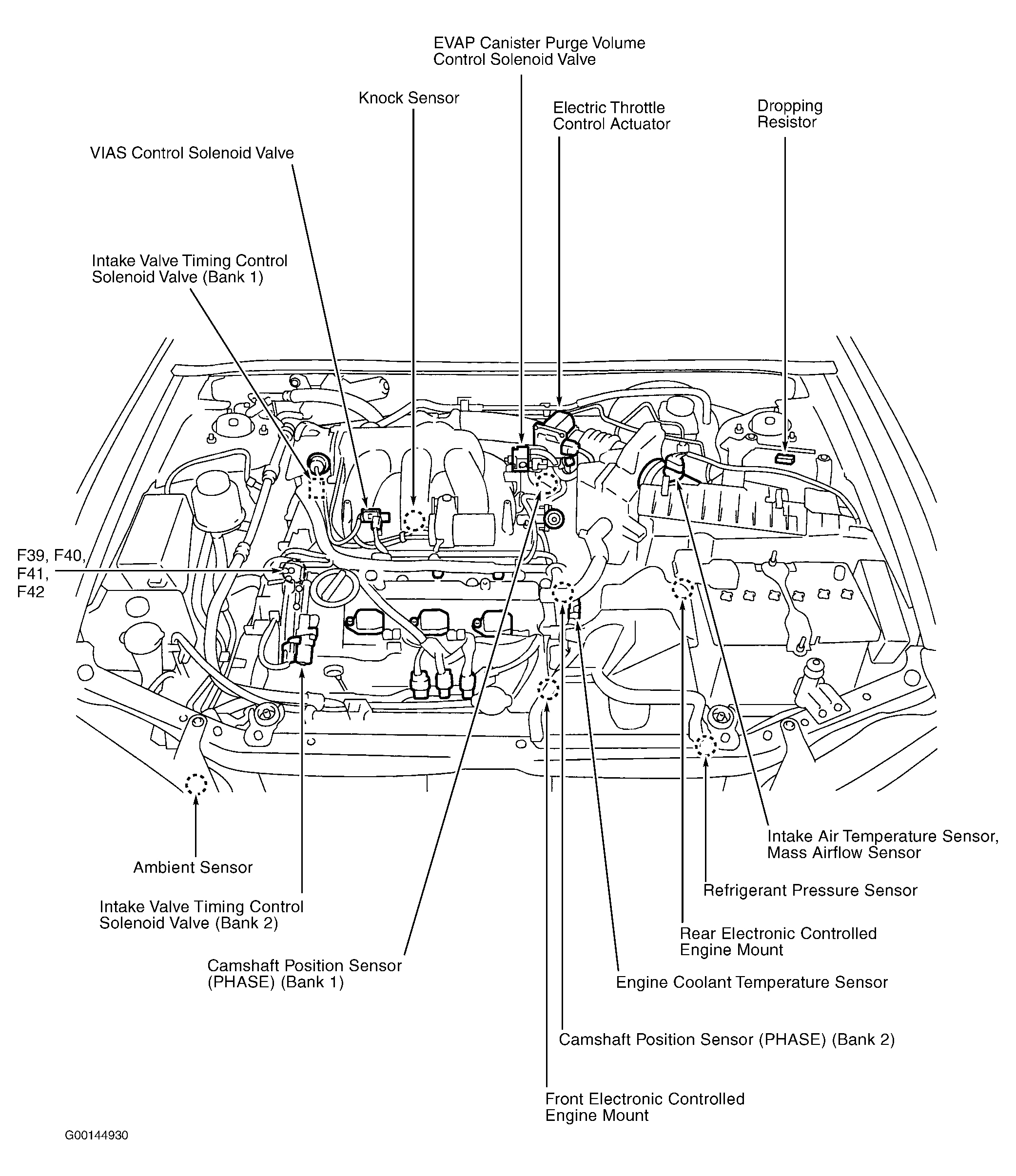 Infiniti I35 2003 - Component Locations -  Engine Compartment