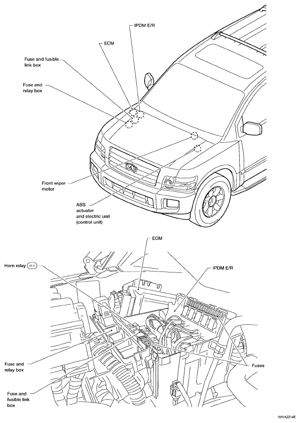 Infiniti QX56 2007 - Component Locations -  Identifying Electrical Units Components Location (Engine Components)