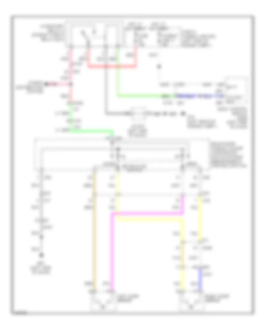 Fold back Mirrors Wiring Diagram without Memory for Infiniti JX35 2013