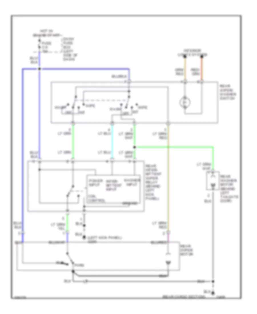 Rear Washer/Wiper withIntermittent Relay Wiring Diagram, LS & RS MODELS для Isuzu Trooper S 1992