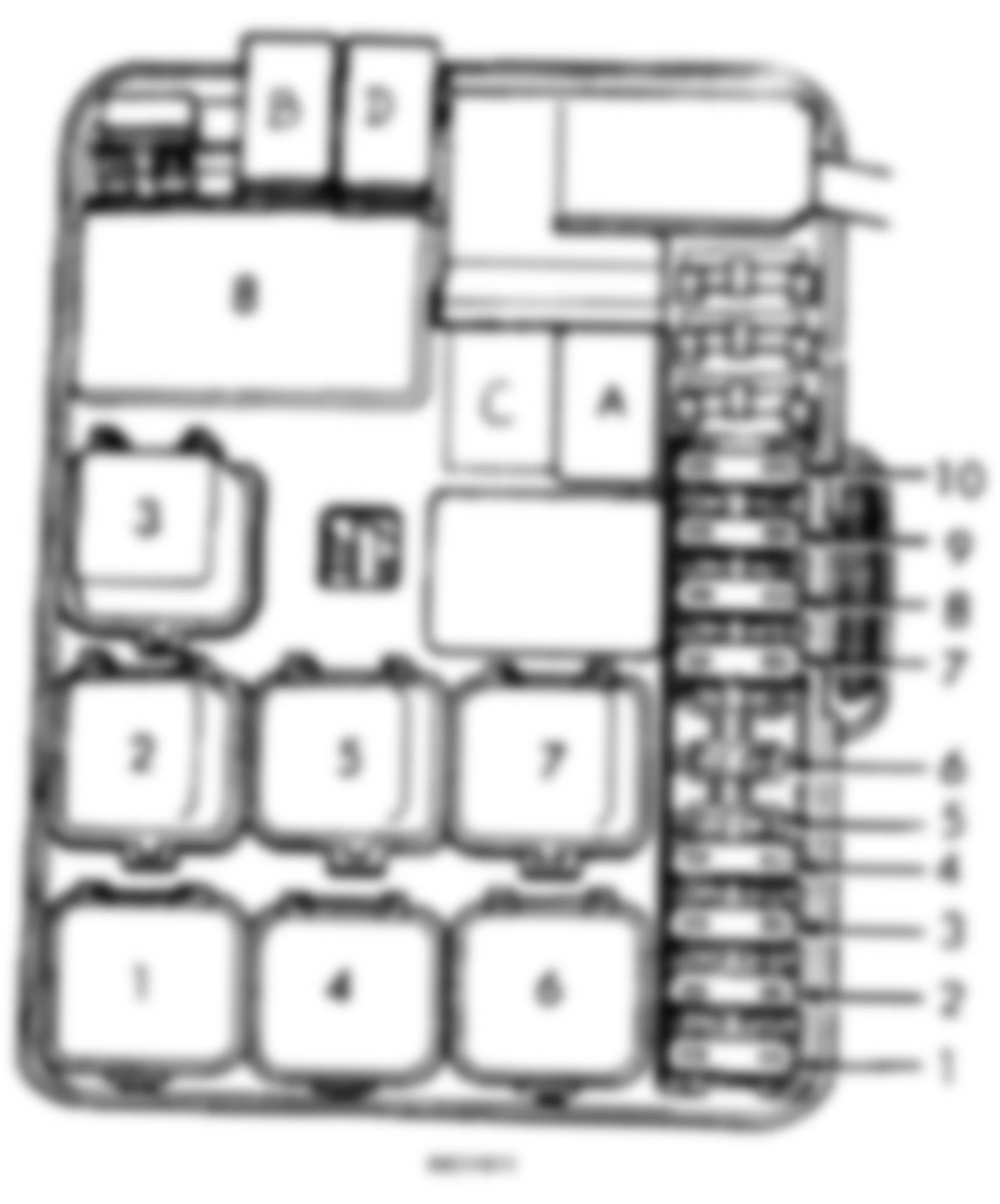 Isuzu Pickup S 1995 - Component Locations -  Underhood Fuse & Relay Panel Identification (1988-94)