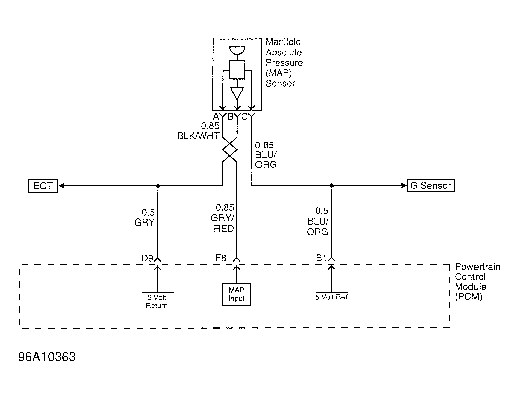 Isuzu Rodeo S 1996 - Component Locations -  MAP Sensor Circuit (Rodeo 2.6L)