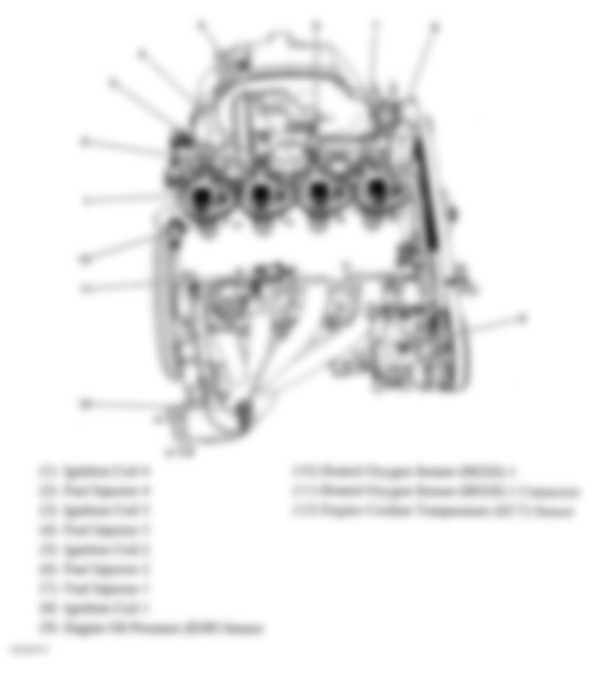 Isuzu i-290 LS 2007 - Component Locations -  Top View Of Engine (2.9L)