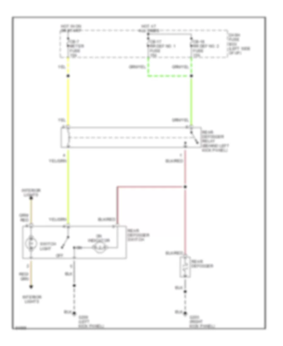 Defogger Wiring Diagram, Late Production for Isuzu Rodeo LS 1995