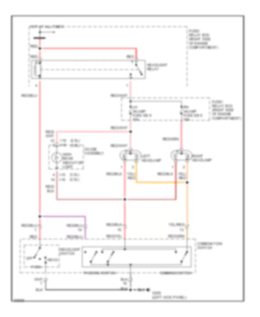 Headlight Wiring Diagram, Late Production for Isuzu Rodeo LS 1995