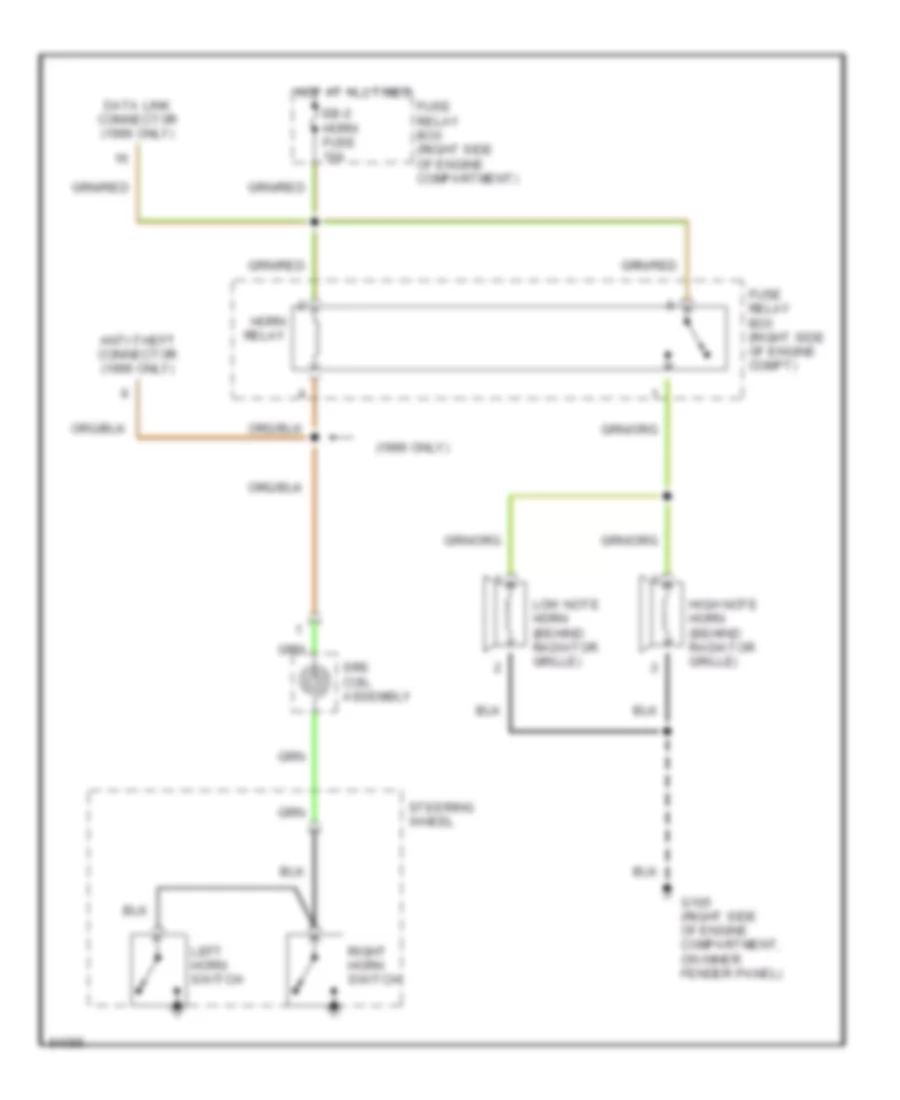 Horn Wiring Diagram, Late Production for Isuzu Rodeo LS 1995