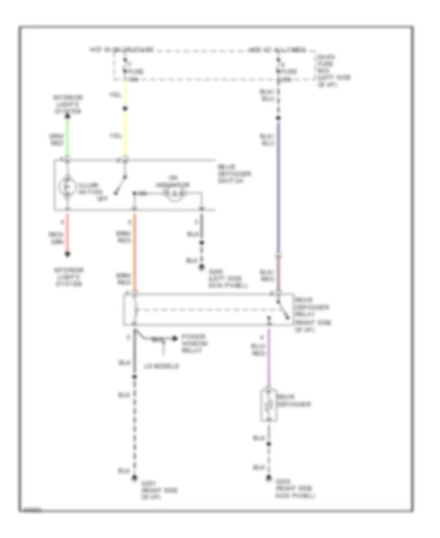 Defogger Wiring Diagram Early Production for Isuzu Rodeo S 1995