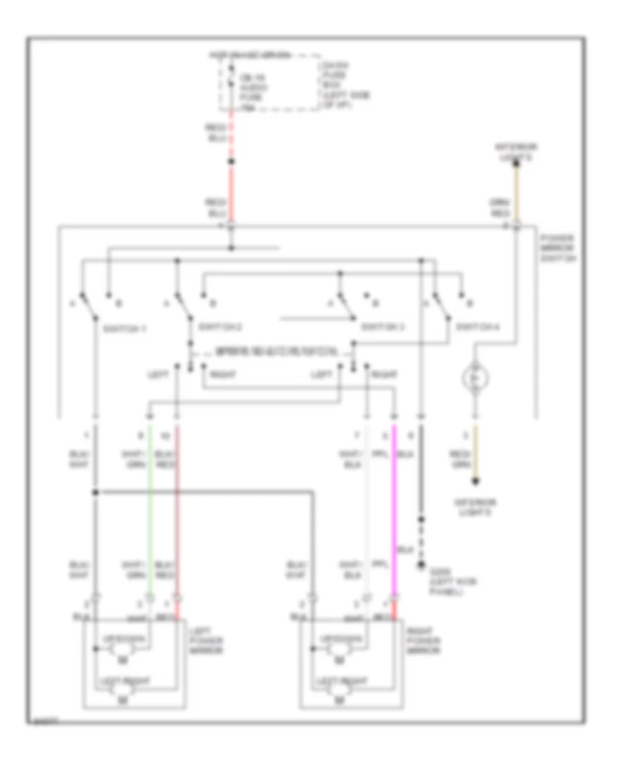 Power Mirror Wiring Diagram, Late Production for Isuzu Rodeo S 1995