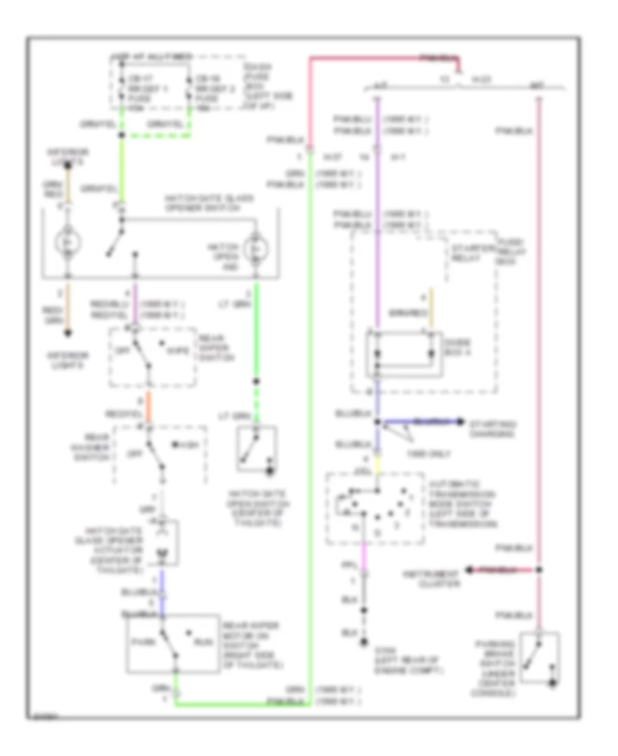 Rear Glass Release Wiring Diagram Late Production for Isuzu Rodeo S 1995