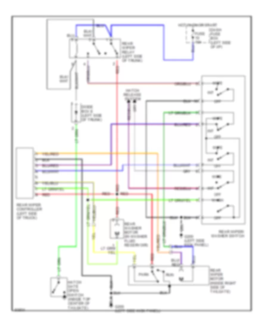 Rear WiperWasher Wiring Diagram, Early Production for Isuzu Rodeo S 1995