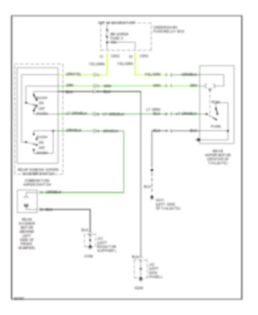 Электросхема заднего стеклоочистителя и омывателя стекла для Isuzu Oasis S 1996