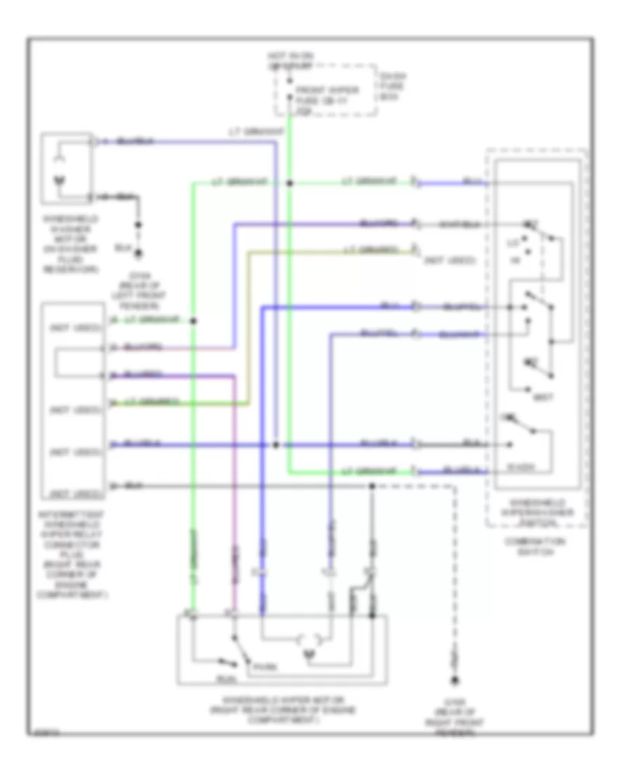 Электросхема стеклоочистителя, дворников и омывателя С 2 скоростями для Isuzu Rodeo S 1996