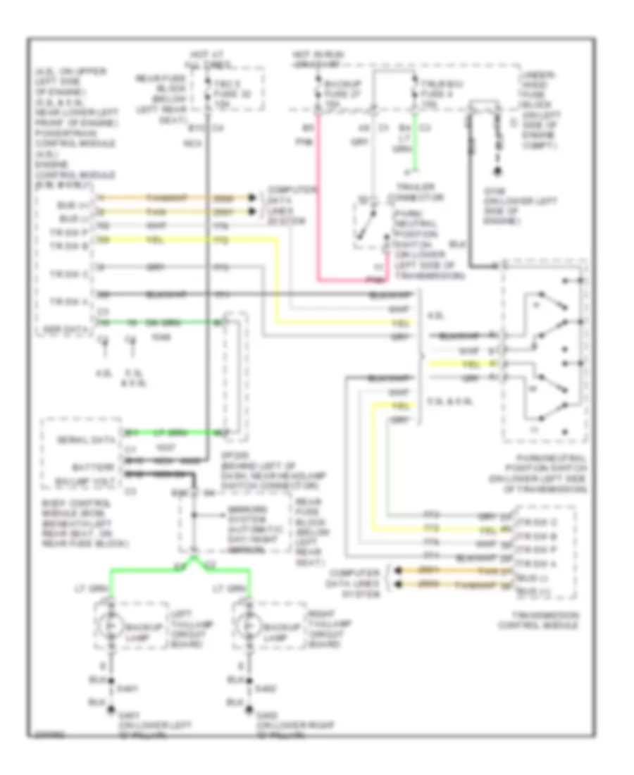 Back up Lamps Wiring Diagram for Isuzu Ascender S 2007