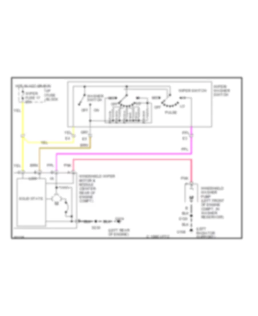 Электросхема передних стеклоочистителей дворников и омывателя лобового стекла для Isuzu Hombre XS 1997