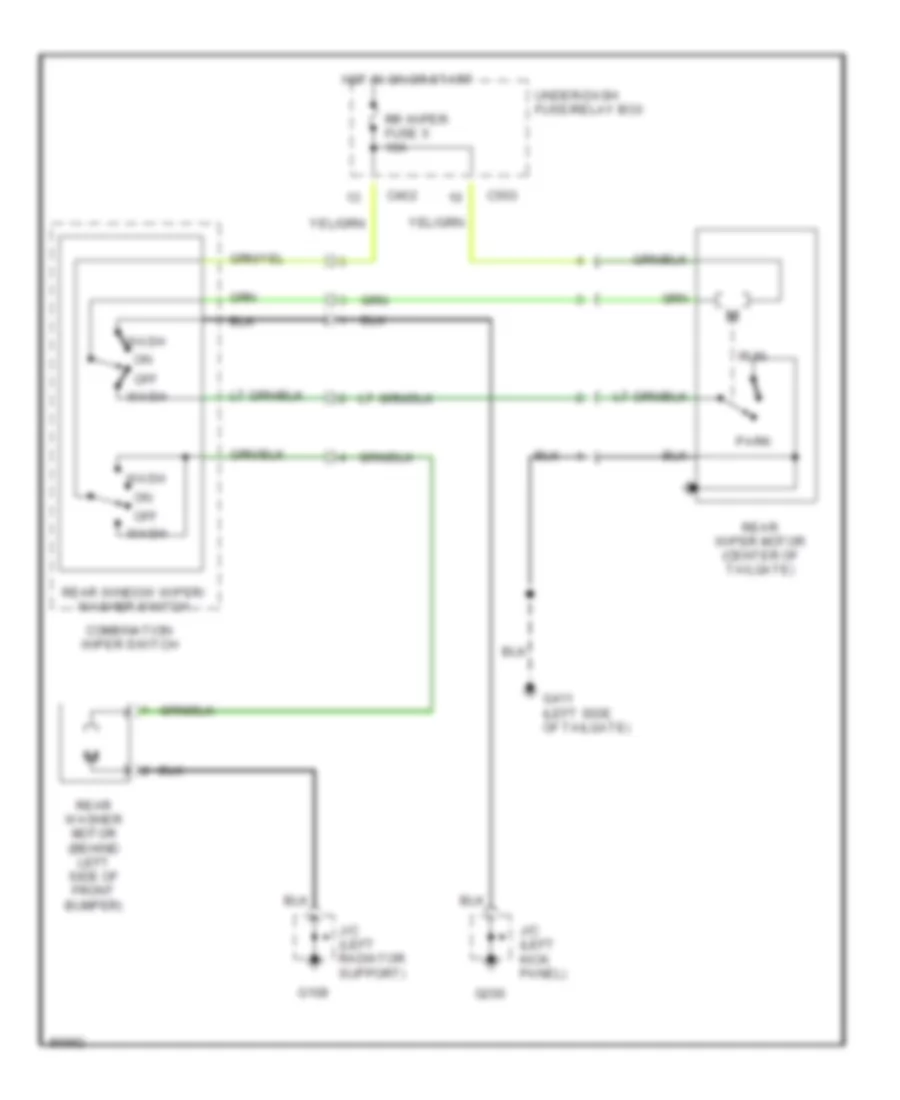 Электросхема заднего стеклоочистителя и омывателя стекла для Isuzu Oasis LS 1997