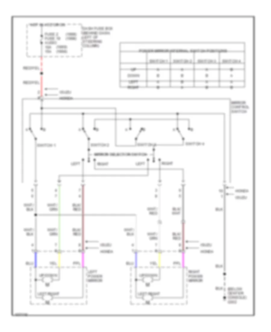 Power Mirror Wiring Diagram for Isuzu Rodeo S 1998