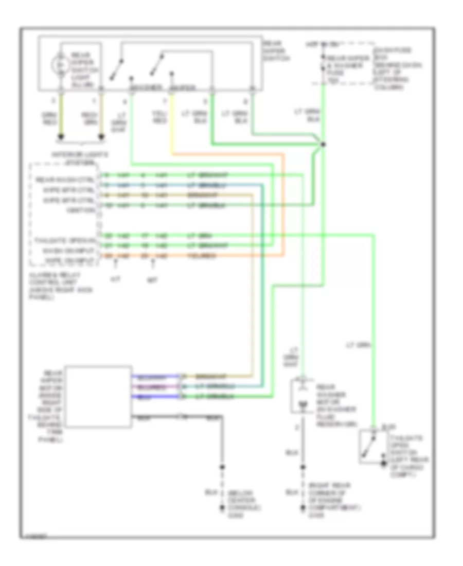 Электросхема заднего стеклоочистителя дворника и омывателя для Isuzu Amigo S 1999