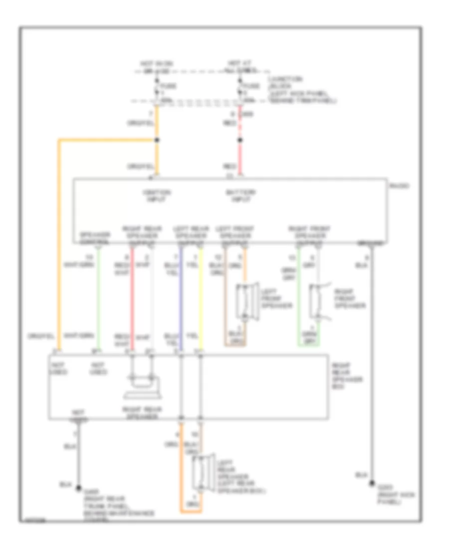 4-Speaker System Wiring Diagram, without Equalizer for Isuzu Impulse RS 1991