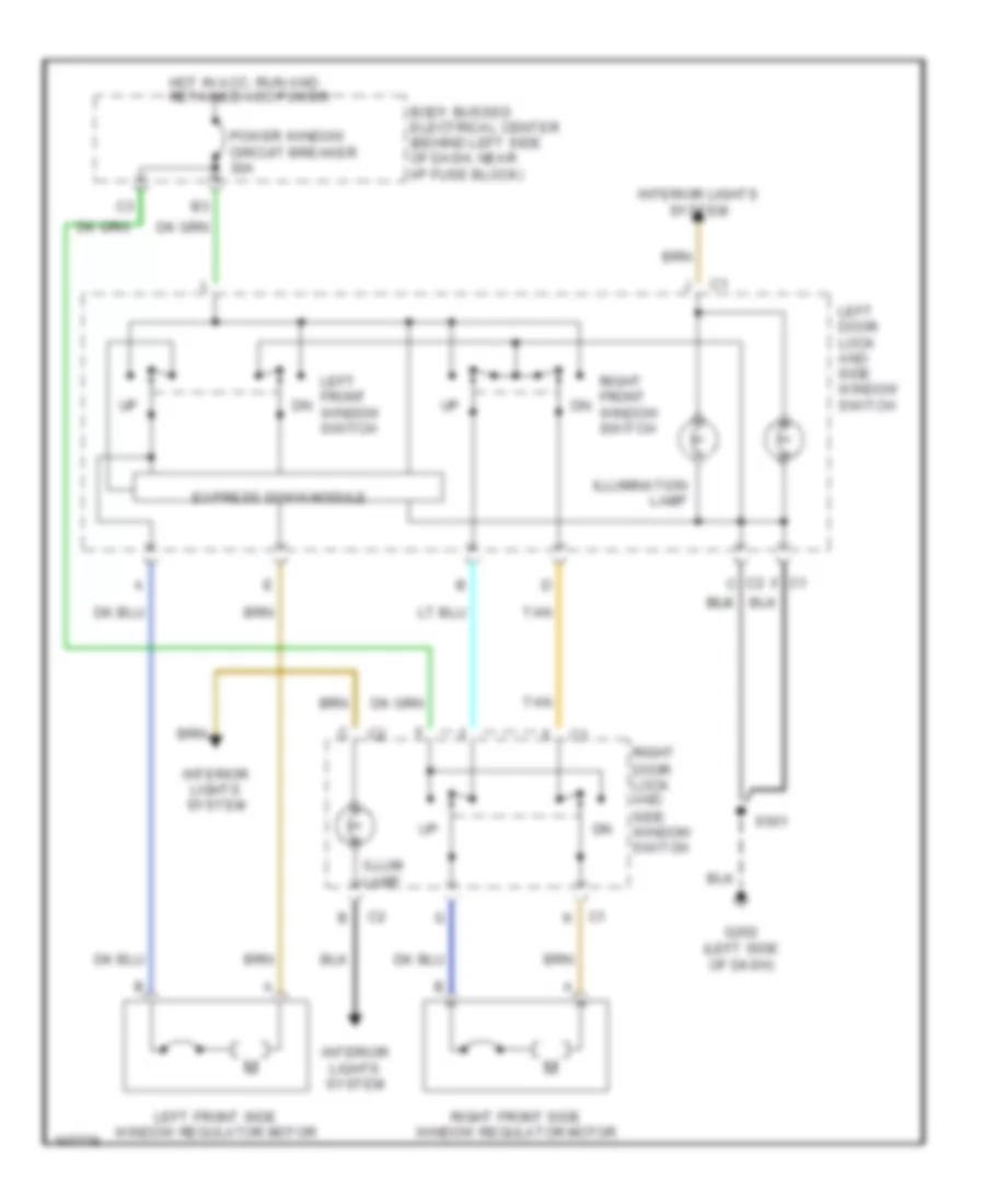 Power Window Wiring Diagram for Isuzu Hombre XS 1999