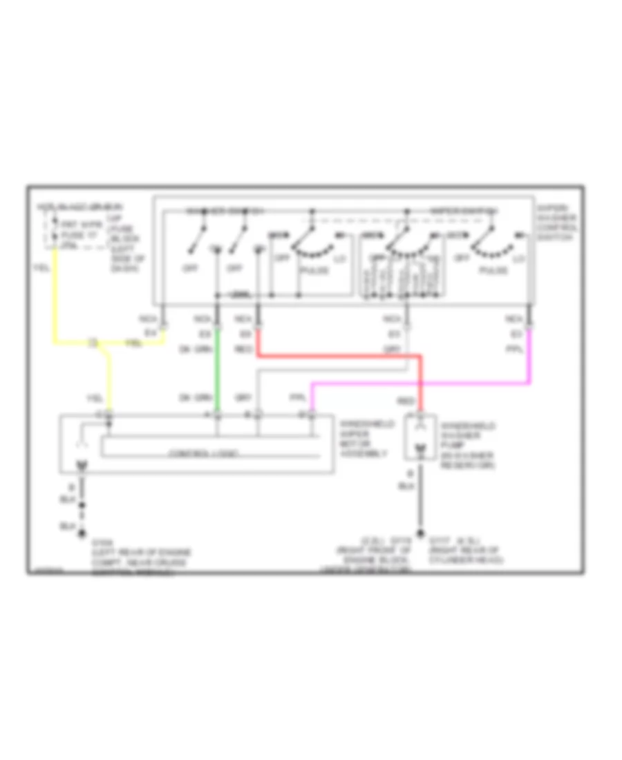 Электросхема стеклоочистителя, дворников и омывателя для Isuzu Hombre XS 1999