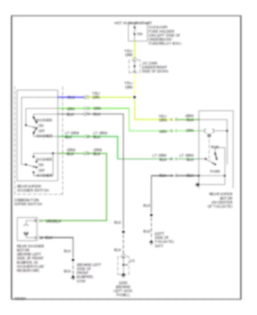 Rear Wiper Washer Wiring Diagram for Isuzu Oasis 1999