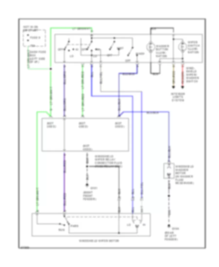 3.1L, Электросхема стеклоочистителя, дворников и омывателя С 2 скоростями для Isuzu Pickup LS 1991