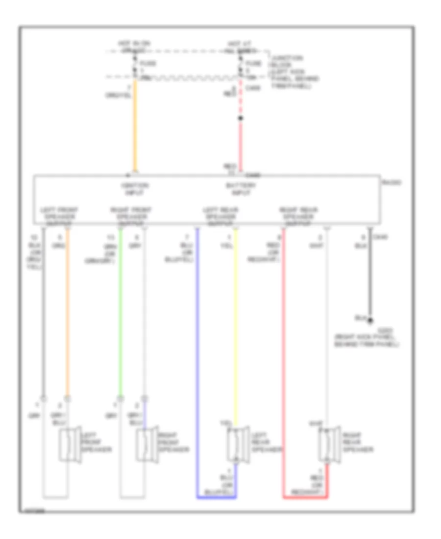 4-Speaker System Wiring Diagram for Isuzu Stylus S 1991