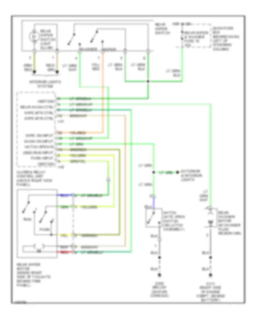 Электросхема заднего стеклоочистителя дворника и омывателя для Isuzu Rodeo LSE 2000