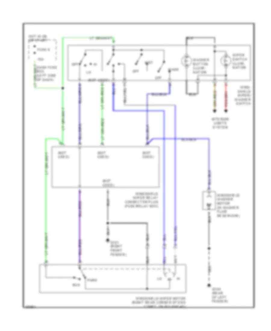 Электросхема стеклоочистителя, дворников и омывателя С 2 скоростями для Isuzu Rodeo XS 1992