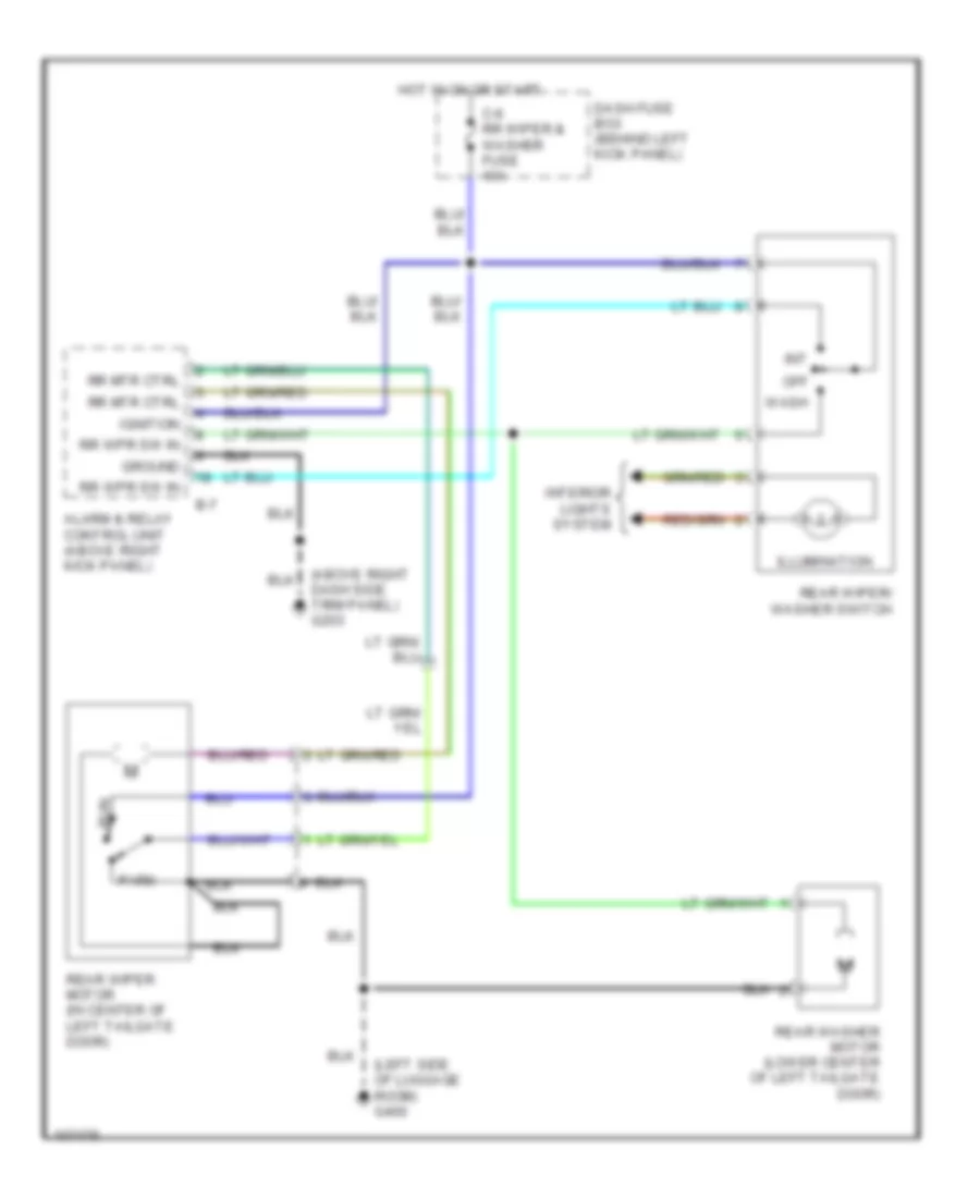 Электросхема заднего стеклоочистителя дворника и омывателя для Isuzu Trooper S 2001