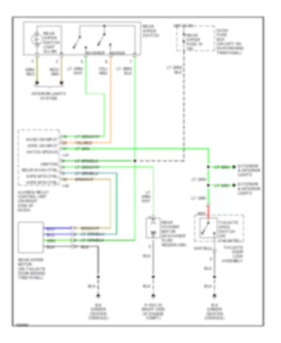 Электросхема заднего стеклоочистителя дворника и омывателя для Isuzu Axiom XS 2002