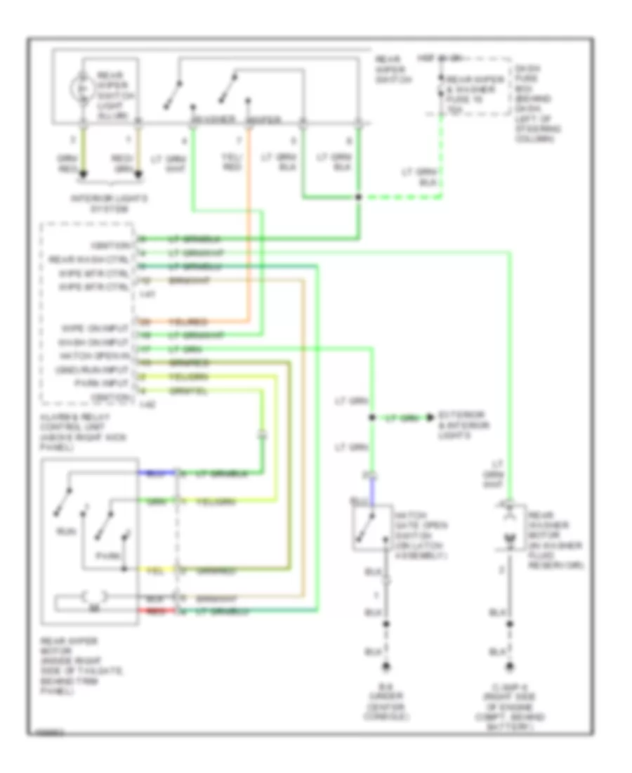 Электросхема заднего стеклоочистителя дворника и омывателя для Isuzu Rodeo S 2002