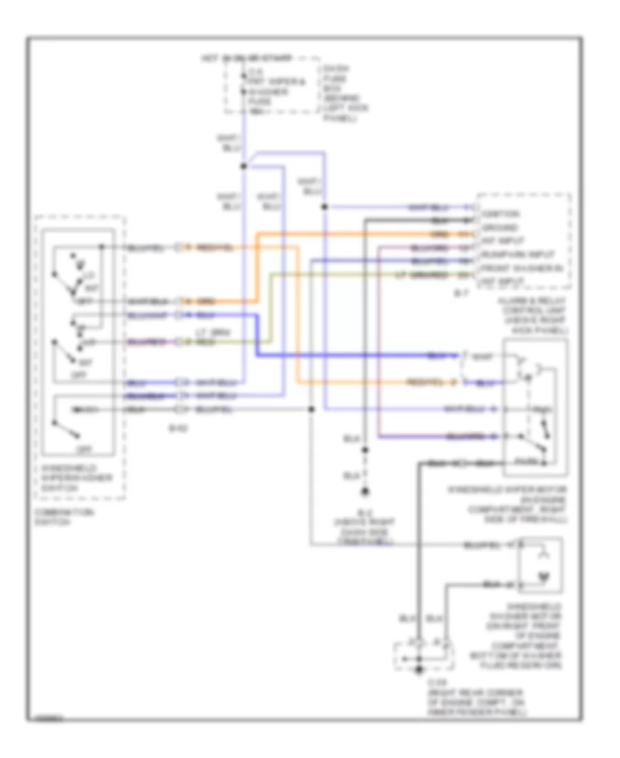 Front WiperWasher Wiring Diagram, S Model for Isuzu Trooper Limited 2002