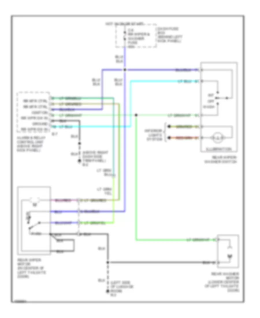 Rear Wiper Washer Wiring Diagram for Isuzu Trooper Limited 2002