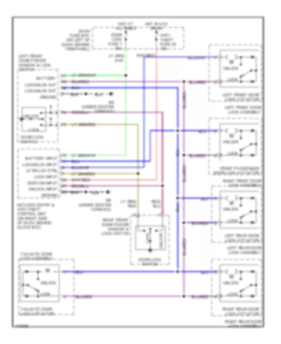 Power Door Locks Wiring Diagram for Isuzu Axiom 2003
