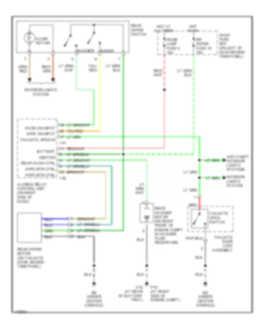 Электросхема заднего стеклоочистителя дворника и омывателя для Isuzu Axiom 2003