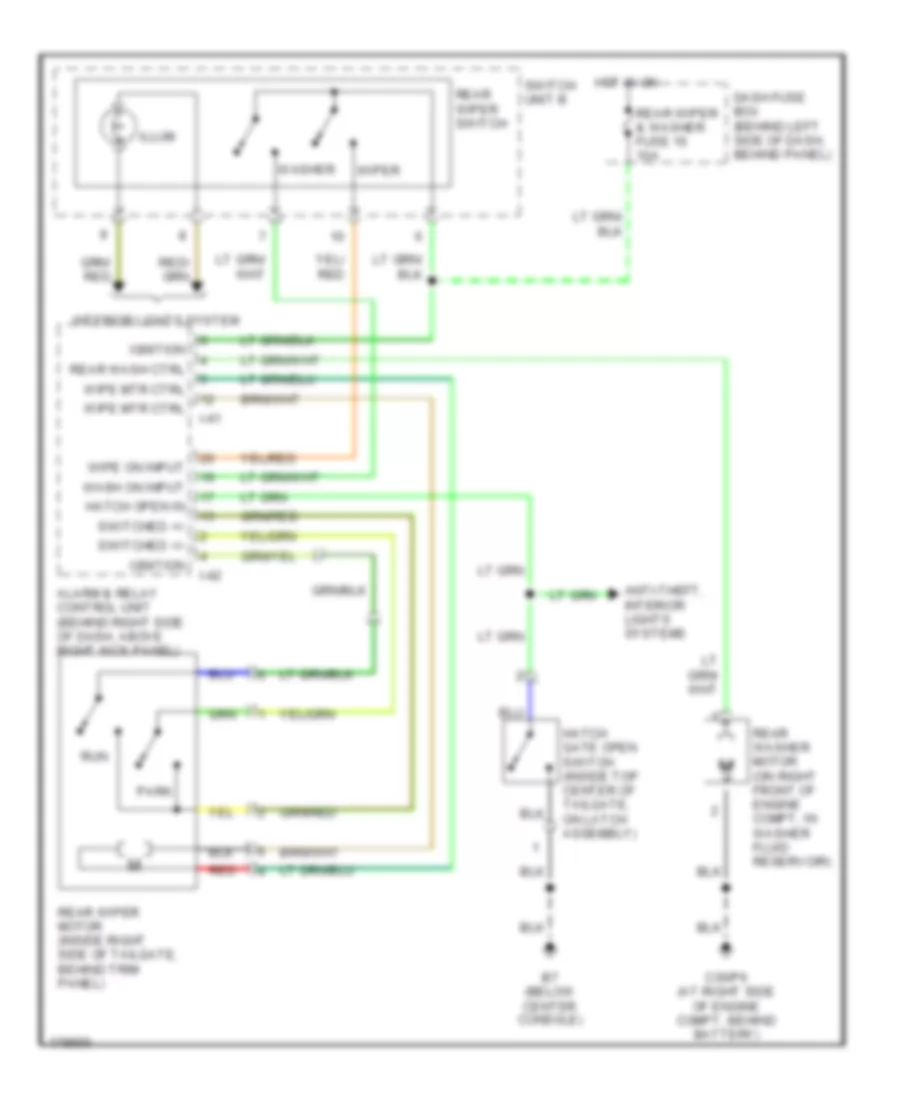 Электросхема заднего стеклоочистителя дворника и омывателя для Isuzu Rodeo S 2003