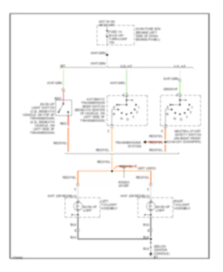 Back up Lamps Wiring Diagram for Isuzu Rodeo Sport S 2003