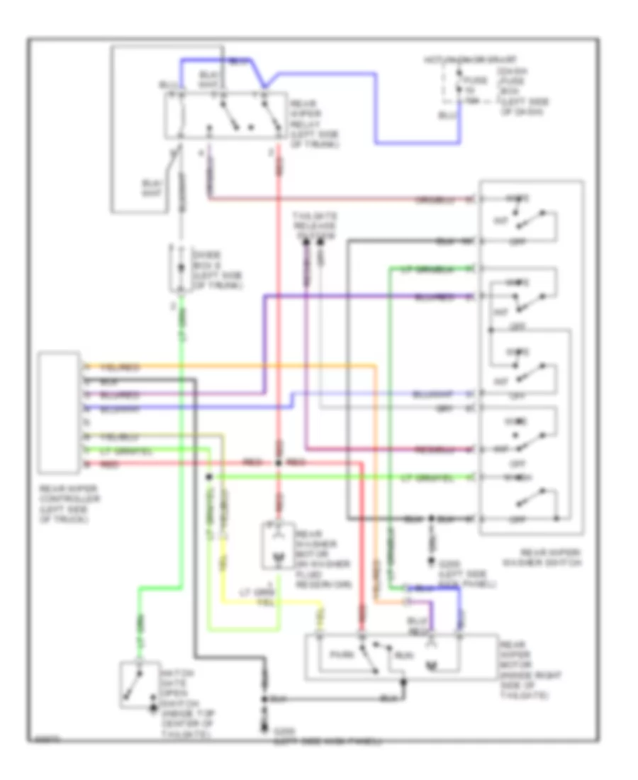 Электросхема заднего стеклоочистителя дворника и омывателя для Isuzu Rodeo LS 1994