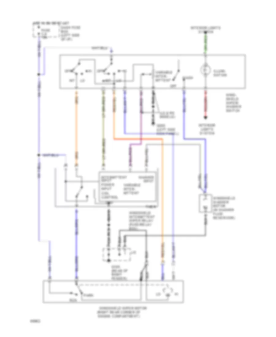 Электросхема передних стеклоочистителей дворников и омывателя лобового стекла для Isuzu Trooper LS 1994
