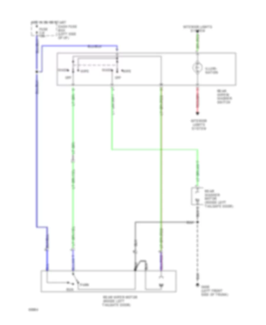 Электросхема заднего стеклоочистителя дворника и омывателя, без Неустойчивая для Isuzu Trooper RS 1994