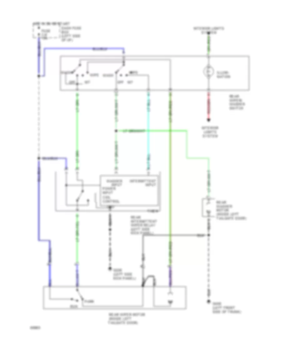 Электросхема заднего стеклоочистителя дворника и омывателя, С Неустойчивая для Isuzu Trooper SE 1994