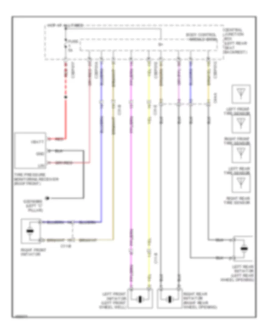 Электросхема системы контроля давления в шинах для Jaguar XJ Supercharged 2014