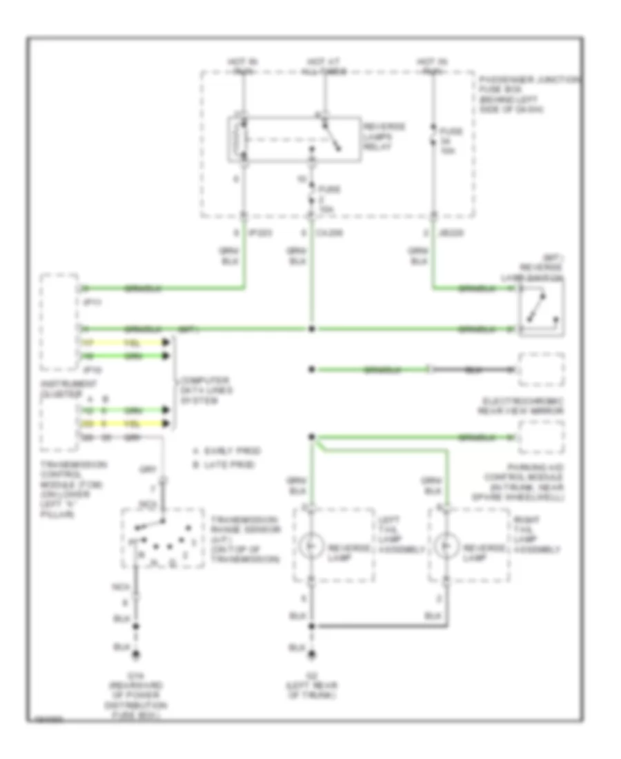 Back-up Lamps Wiring Diagram, without Trailer Tow for Jaguar X-Type 2004