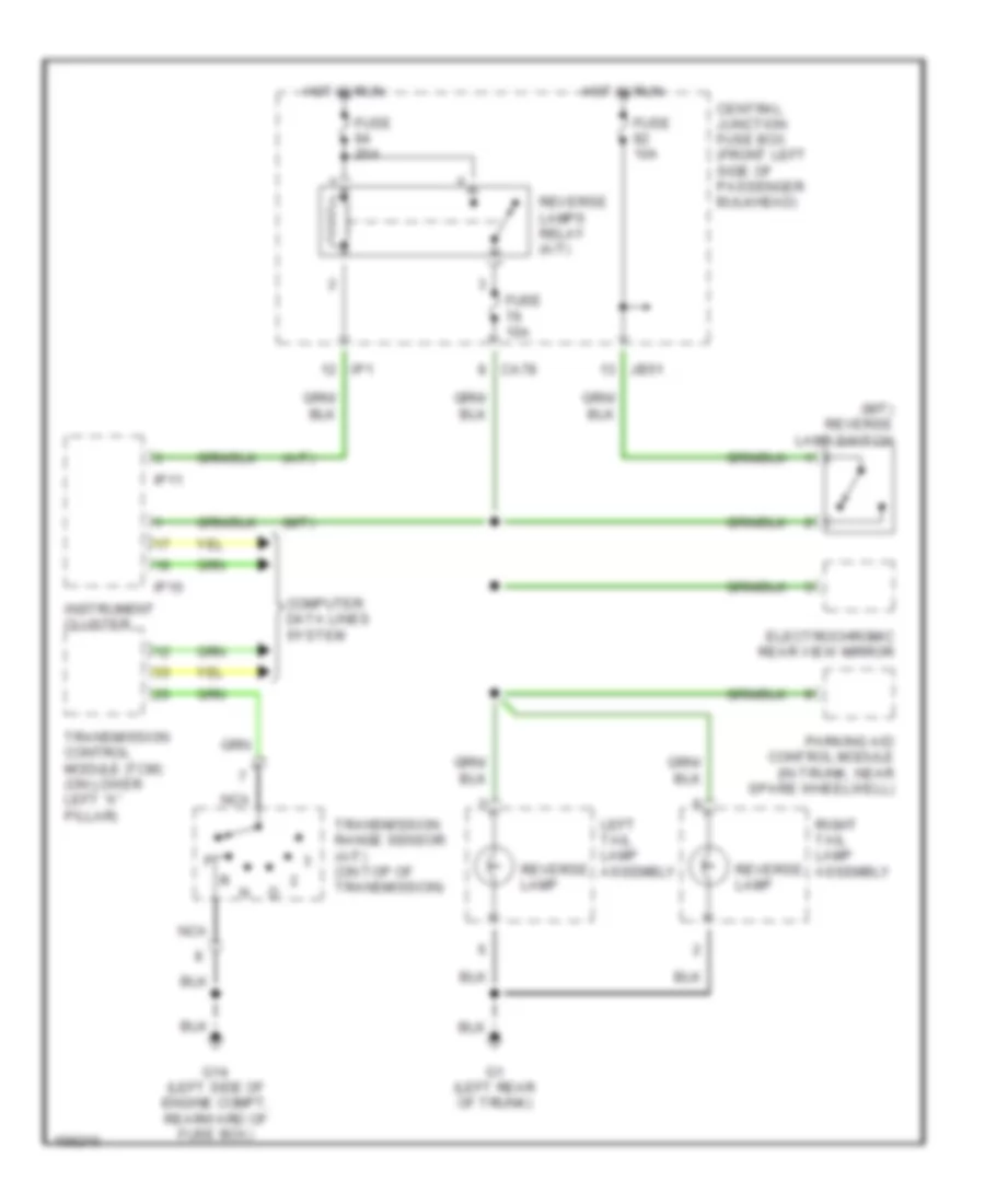 Back-up Lamps Wiring Diagram, without Trailer Tow for Jaguar X-Type 2003