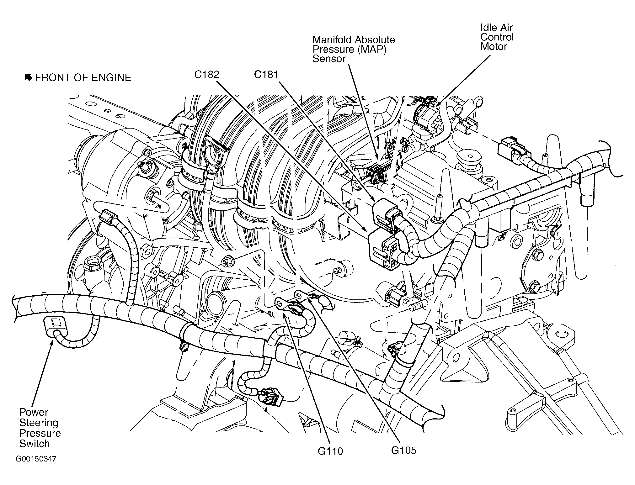 Jeep Wrangler Rubicon 2003 - Component Locations -  Left Side Of Engine (2.4L)