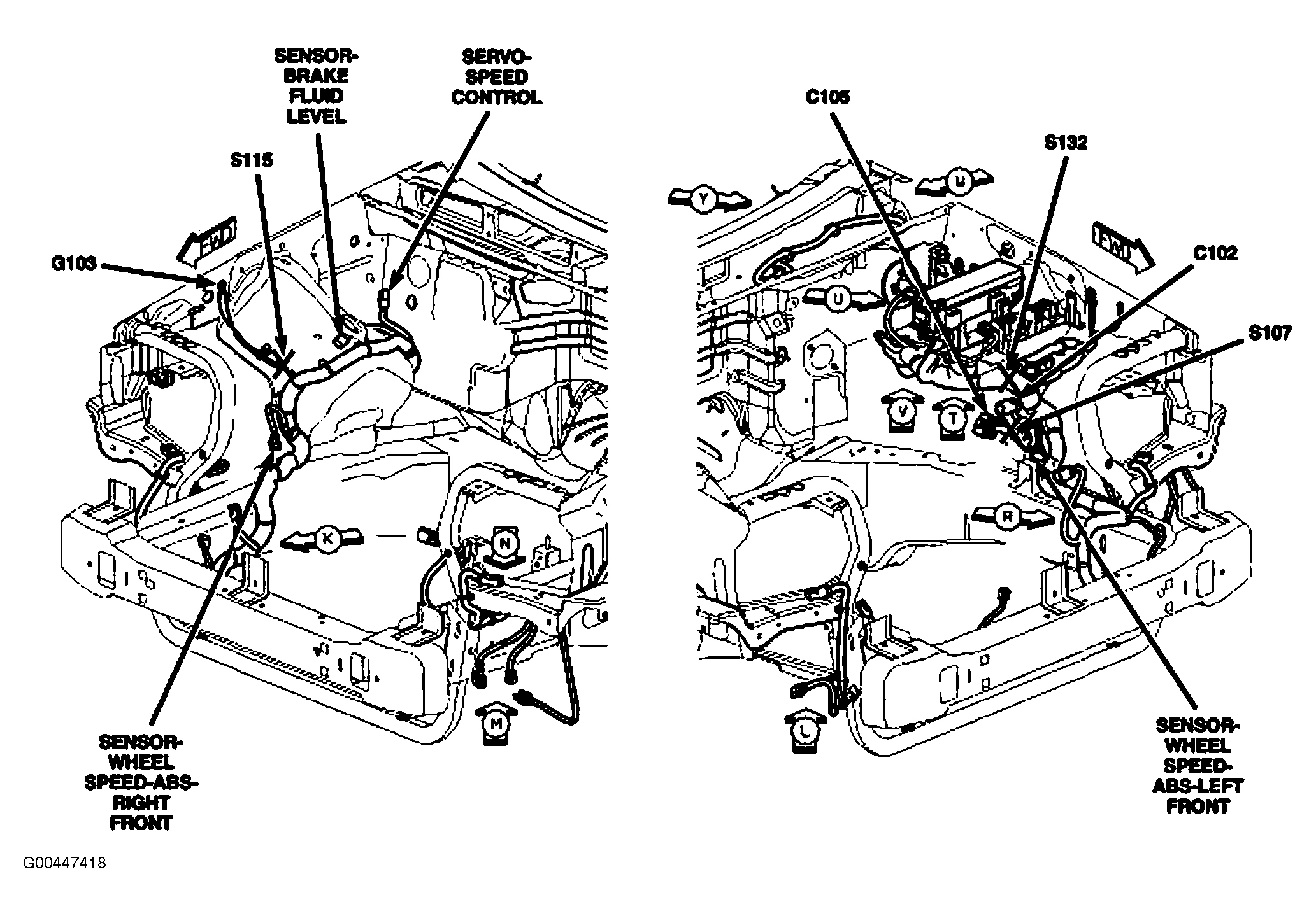 Jeep Grand Cherokee Laredo 2007 - Component Locations -  Left/Right Side Of Engine Compartment