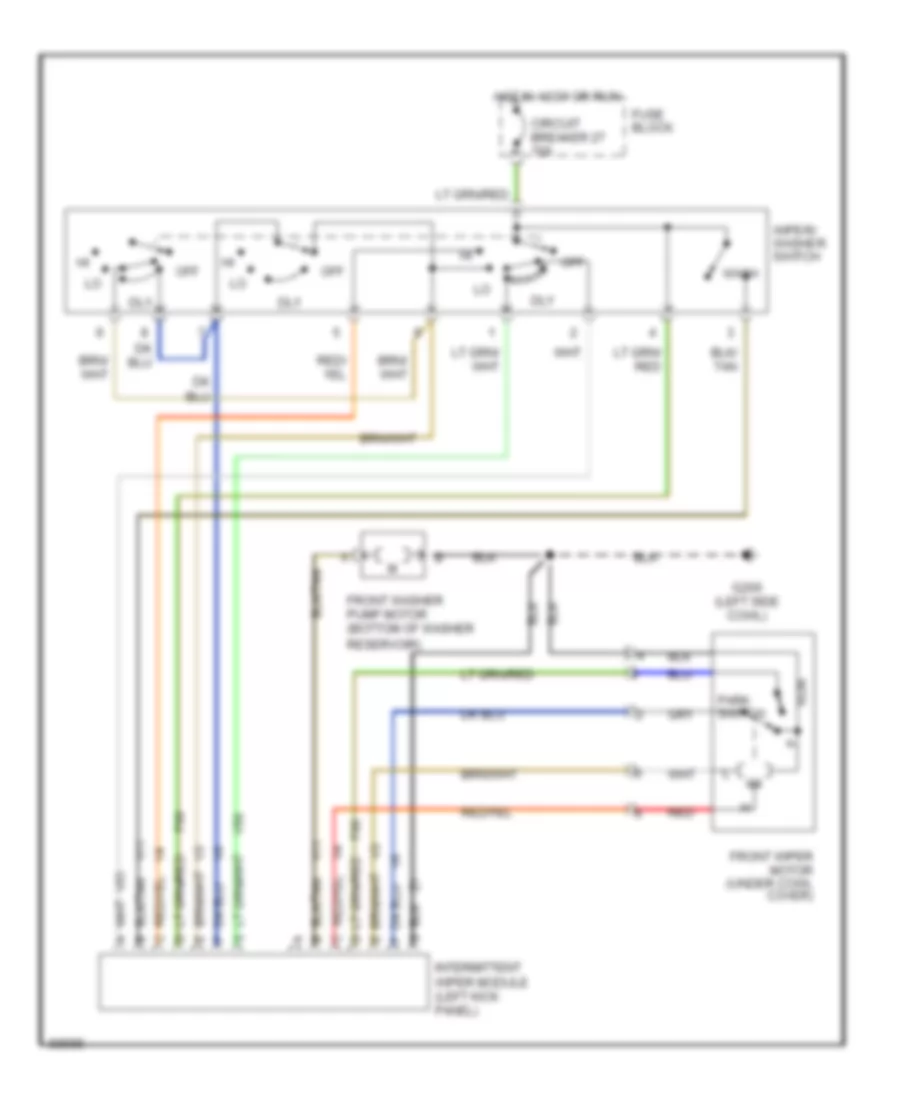 Электросхема стеклоочистителя, дворников и омывателя Интервала для Jeep Grand Cherokee Limited 1994